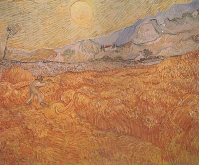 Vincent Van Gogh Wheat Field behind Saint-Paul Hospital with a Reaper (nn04) China oil painting art
